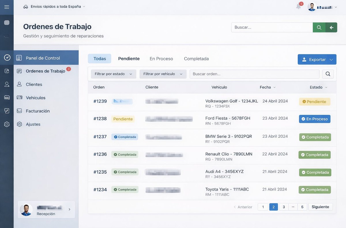 App web gestión órdenes trabajo taller mecánico Marina Baixa