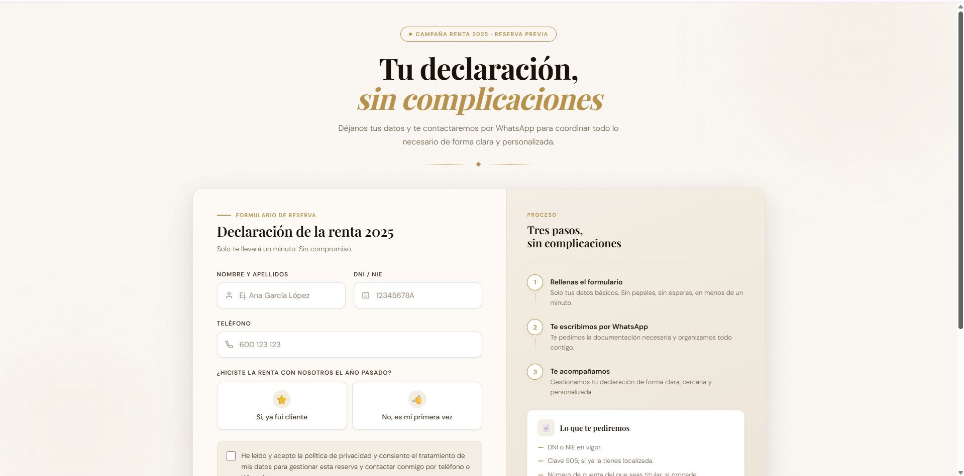 App web reservas declaración renta gestoría Marina Baixa
